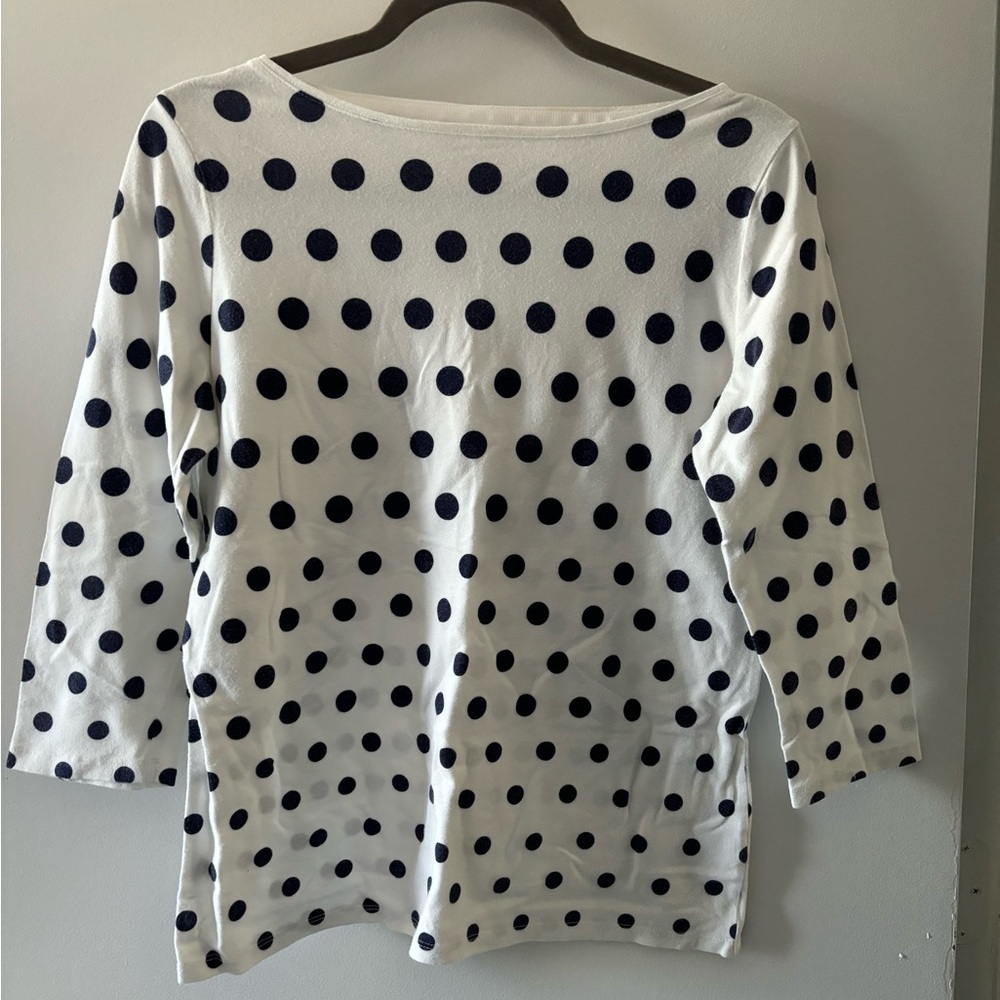 Talbots boat neck polka dot shirt